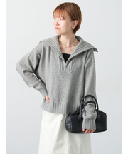 カラーネップハーフジップニット