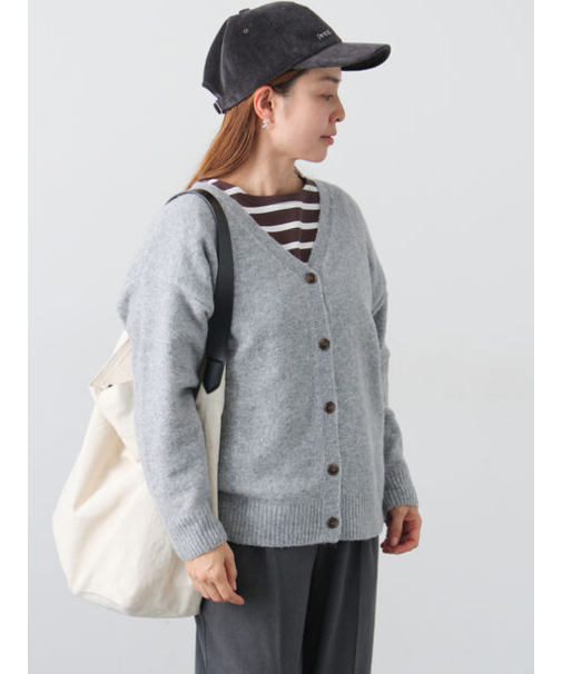 ウール混ふわふわVネックカーディガン