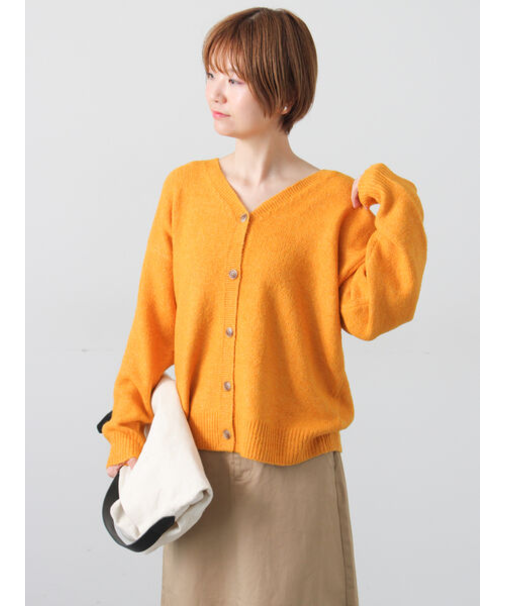 ウール混ふわふわVネックカーディガン