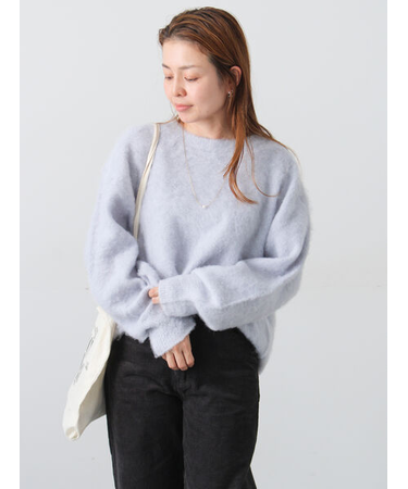 起毛クルーネックニット