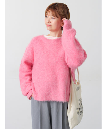 起毛クルーネックニット