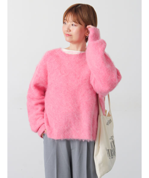 起毛クルーネックニット