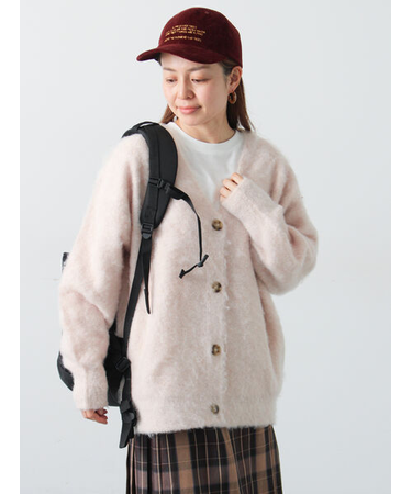 起毛Vネックカーディガン