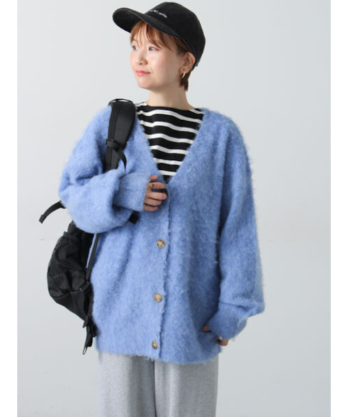 起毛Vネックカーディガン