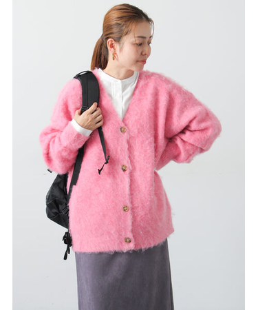 起毛Vネックカーディガン