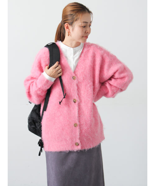 起毛Vネックカーディガン