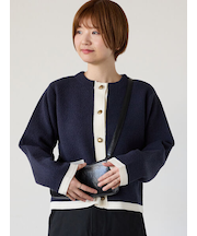 金釦配色ニットジャケット