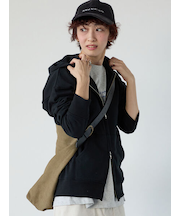 裏毛ダブルジップリラックスフーディー