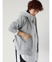 裏毛ダブルジップリラックスフーディー