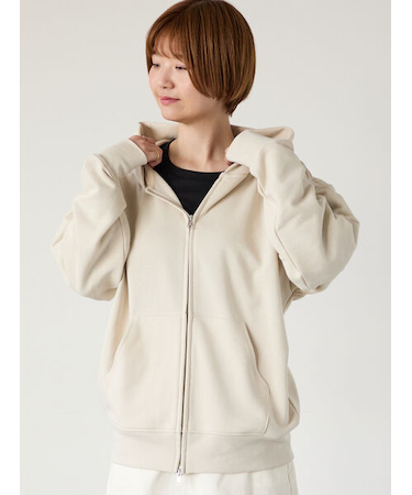 裏毛ダブルジップリラックスフーディー
