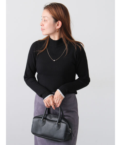 配色ハイネックリブニット