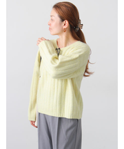 ラメ混ワイドリブニット