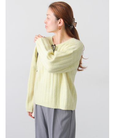 ラメ混ワイドリブニット