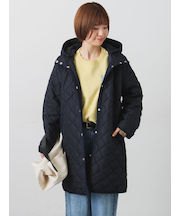 撥水フード取り外しスナップボタンキルトコート