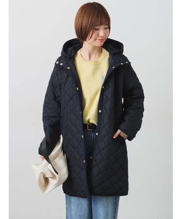 撥水フード取り外しスナップボタンキルトコート