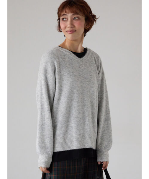 もちもちメランジVネックニット
