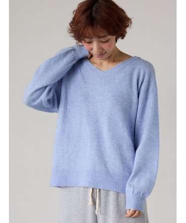 もちもちメランジVネックニット