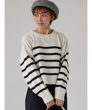 ラメ混モール鹿の子編みニット