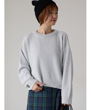 ラメ混モール鹿の子編みニット