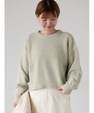 ラメ混モール鹿の子編みニット