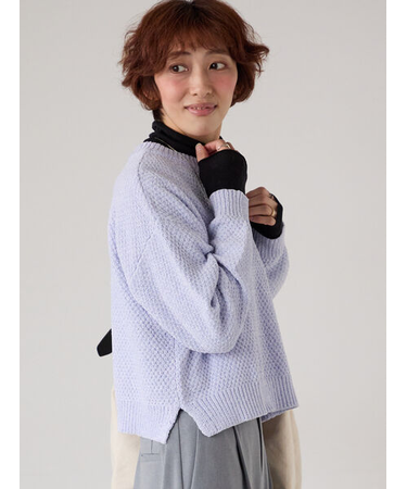 ラメ混モール鹿の子編みニット