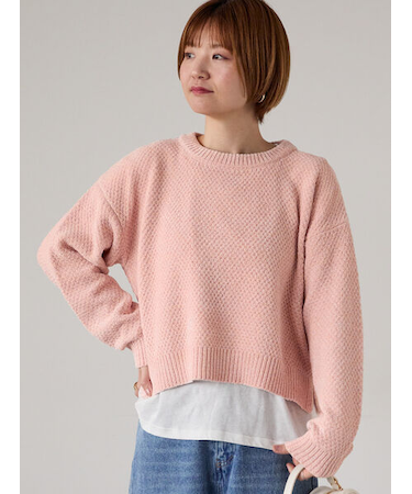 ラメ混モール鹿の子編みニット