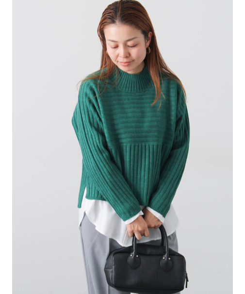 リブ切替ボトルネックニット