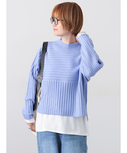 リブ切替ボトルネックニット