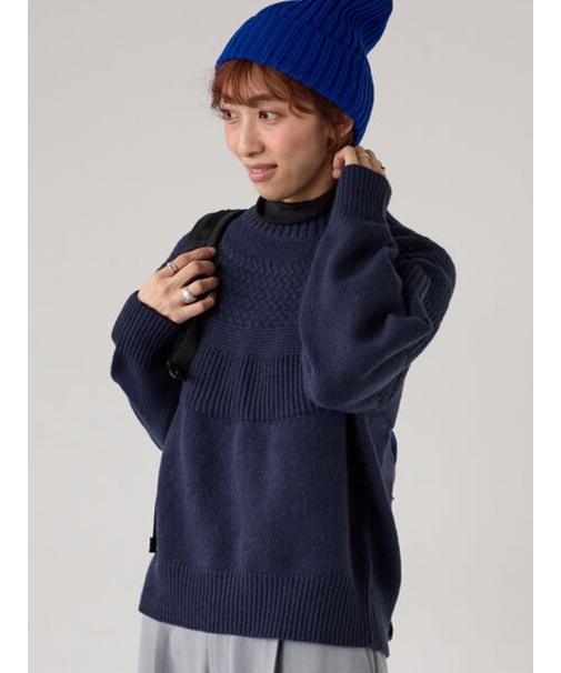 ピーチヤーン求心柄編みニット