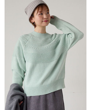 ピーチヤーン求心柄編みニット