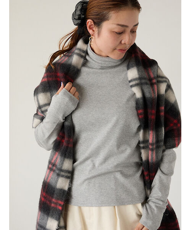 スムース起毛ハイネックカットソー