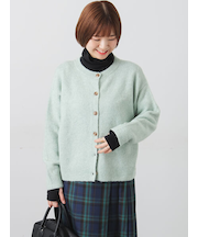 ウール混ふわふわクルーネックカーディガン