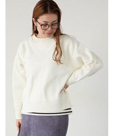 コットンタッチクルーネックニットプルオーバー