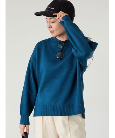 コットンタッチクルーネックニットプルオーバー