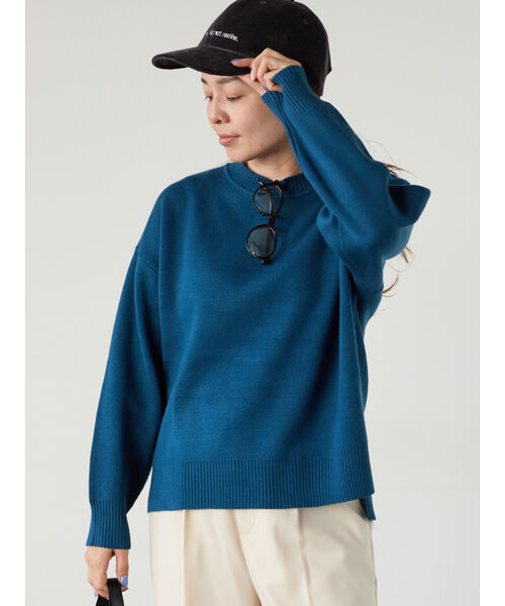 コットンタッチクルーネックニットプルオーバー