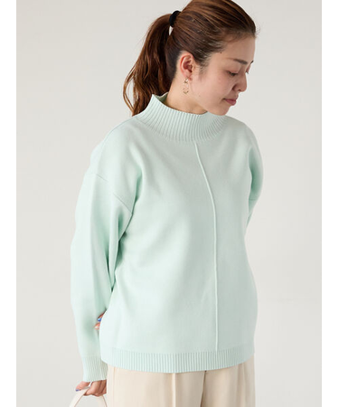 コットンタッチハイネックニットプルオーバー