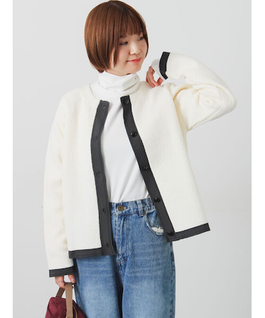 配色ニットジャケット