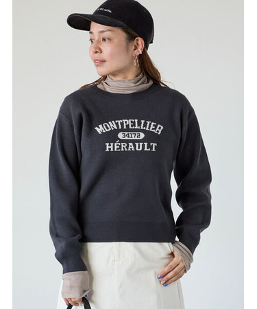 カレッジ風ロゴニットプルオーバー