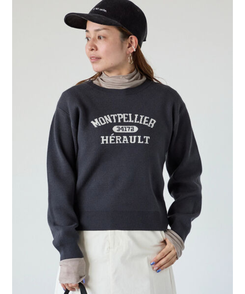 カレッジ風ロゴニットプルオーバー