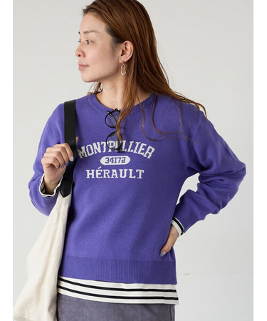 カレッジ風ロゴニットプルオーバー