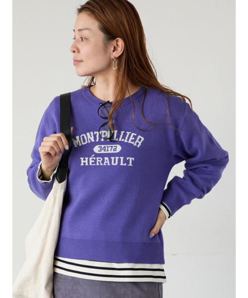 カレッジ風ロゴニットプルオーバー