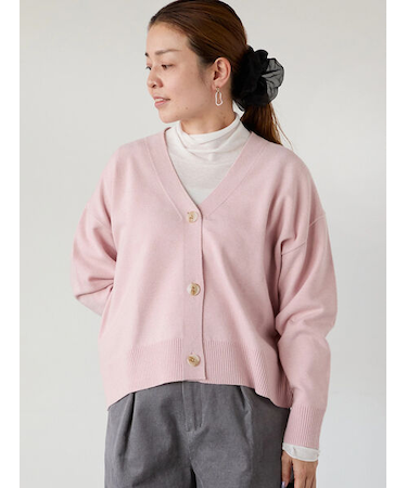 ソフトタッチニットVネックショートカーディガン