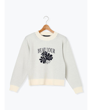 フラワーモチーフロゴニットプルオーバー