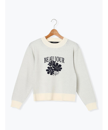 フラワーモチーフロゴニットプルオーバー