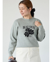 フラワーモチーフロゴニットプルオーバー