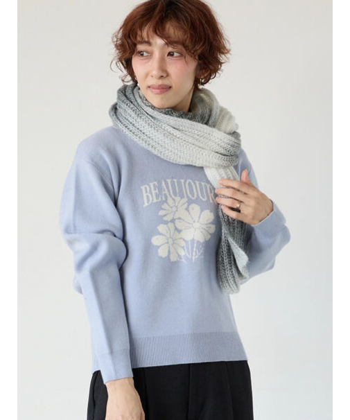 フラワーモチーフロゴニットプルオーバー