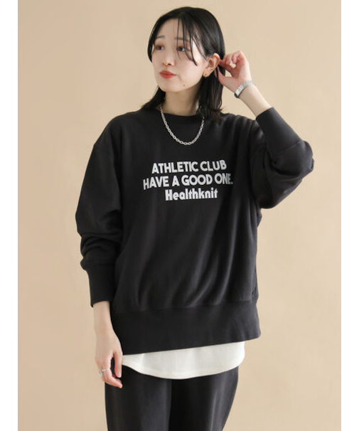 【Healthknit】ロゴクルーネックプルオーバー
