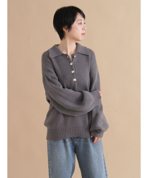 モヘヤライク衿付ニットプルオーバー