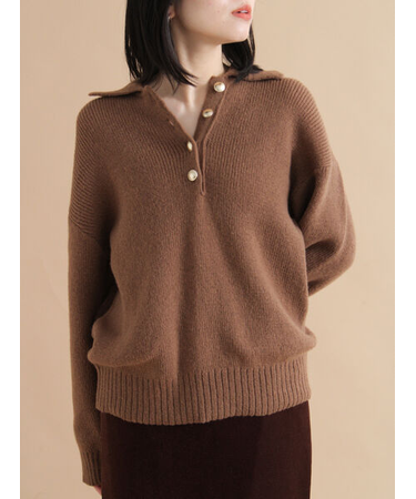 モヘヤライク衿付ニットプルオーバー