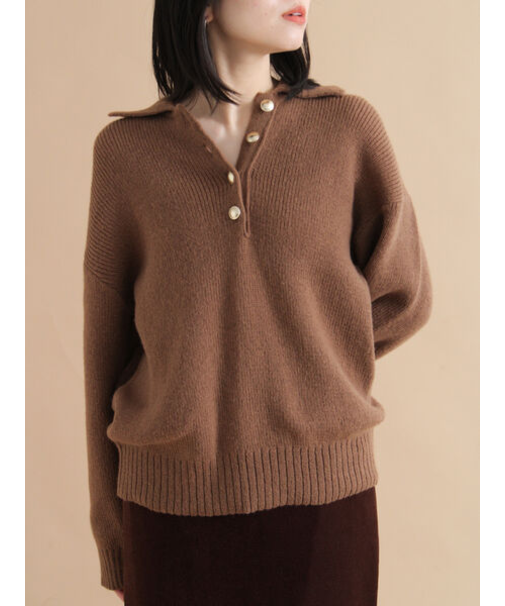 モヘヤライク衿付ニットプルオーバー